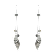 Natural Gray Tourmalated Quartz  Drop/Dangle Fine Gemstone Earrings 