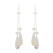 Natural White Golden Rutile  Drop/Dangle Fine Gemstone Earrings 