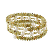 Natural Light Yellow Grossular Garnet  Beaded Fine Gemstone Bracelet 