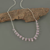 Elegant Rose Quartz Silver Necklace, Handmade Birthstone Jewelry, Healing Power Necklace 