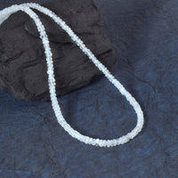 Natural Rainbow Moonstone Rondelle Bead Necklace | 925 Sterling Silver Adjustable Chain Jewelry | June Birthstone Gifts | Healing Power Crystals - Rainbow Moonstone