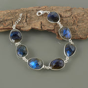 Elegant Sterling Silver Charm Bracelet, Healing Power Birthstone Jewelry, Personalized Gift for Mom or Friend 