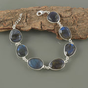 Elegant Sterling Silver Charm Bracelet, Healing Power Birthstone Jewelry, Personalized Gift for Mom or Friend 