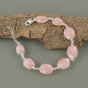 Natural Red Rose Quartz Beaded Fine Gemstone Bracelet 