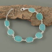 Natural Sky Blue Amazonite Beaded Fine Gemstone Bracelet 