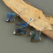 Natural Dark Blue Labradorite Drop/Dangle Fine Gemstone Earrings 