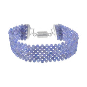 Natural Teal Blue Tanzanite  Beaded Fine Gemstone Bracelet 