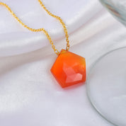 Natural Orange Carneline Chain Fine Gemstone Necklace 