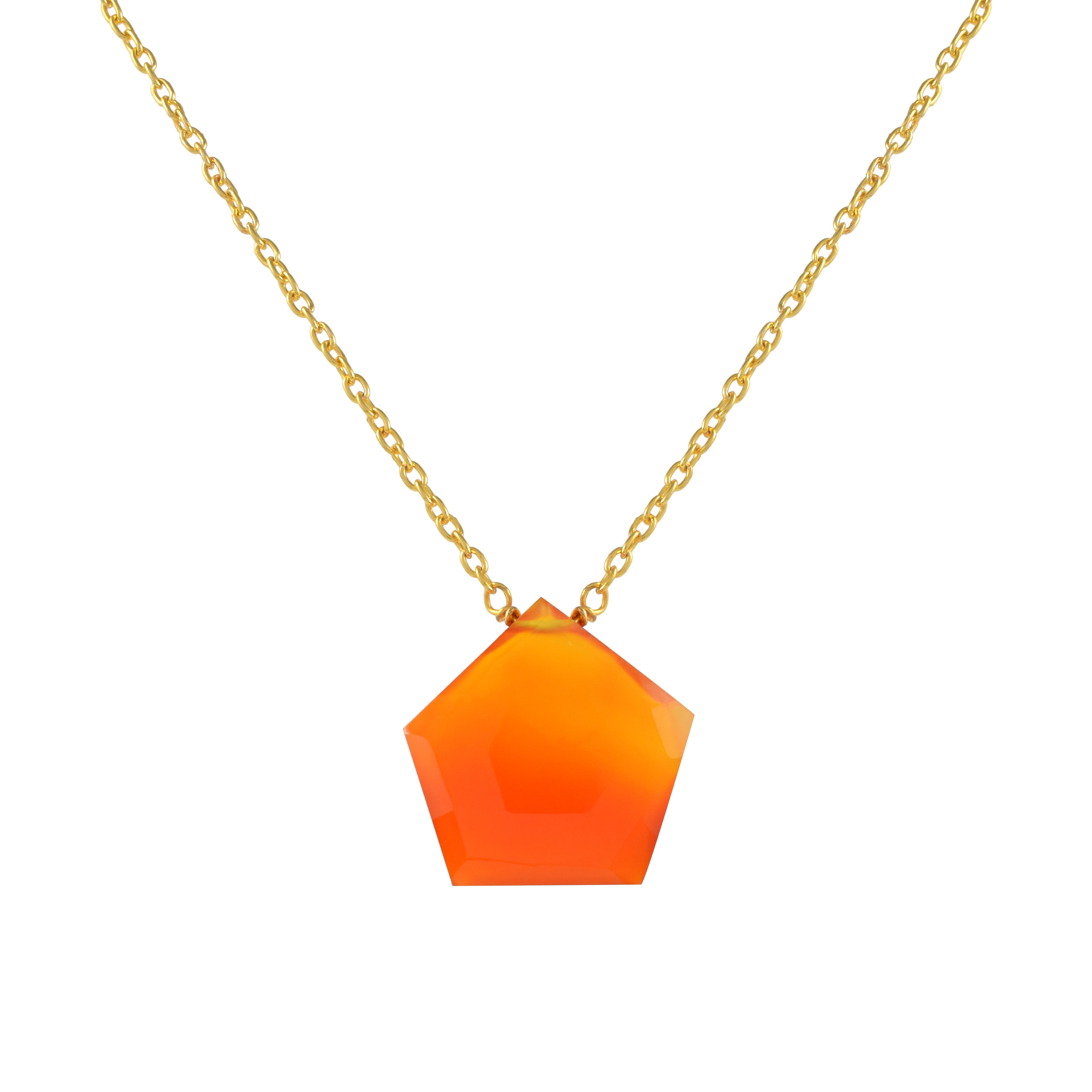 Natural Orange Carneline Chain Fine Gemstone Necklace 