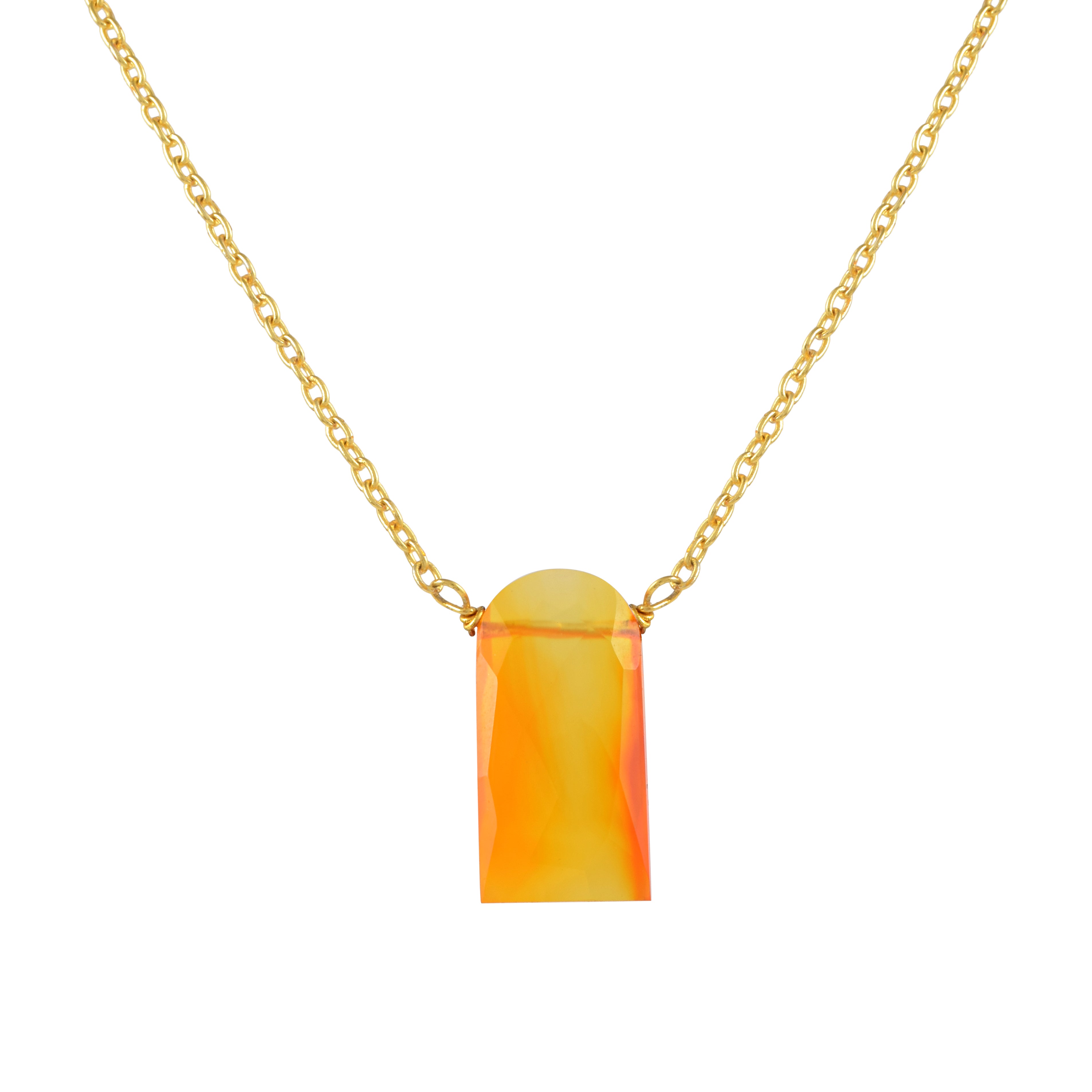 Natural Orange Carneline Chain Fine Gemstone Necklace 