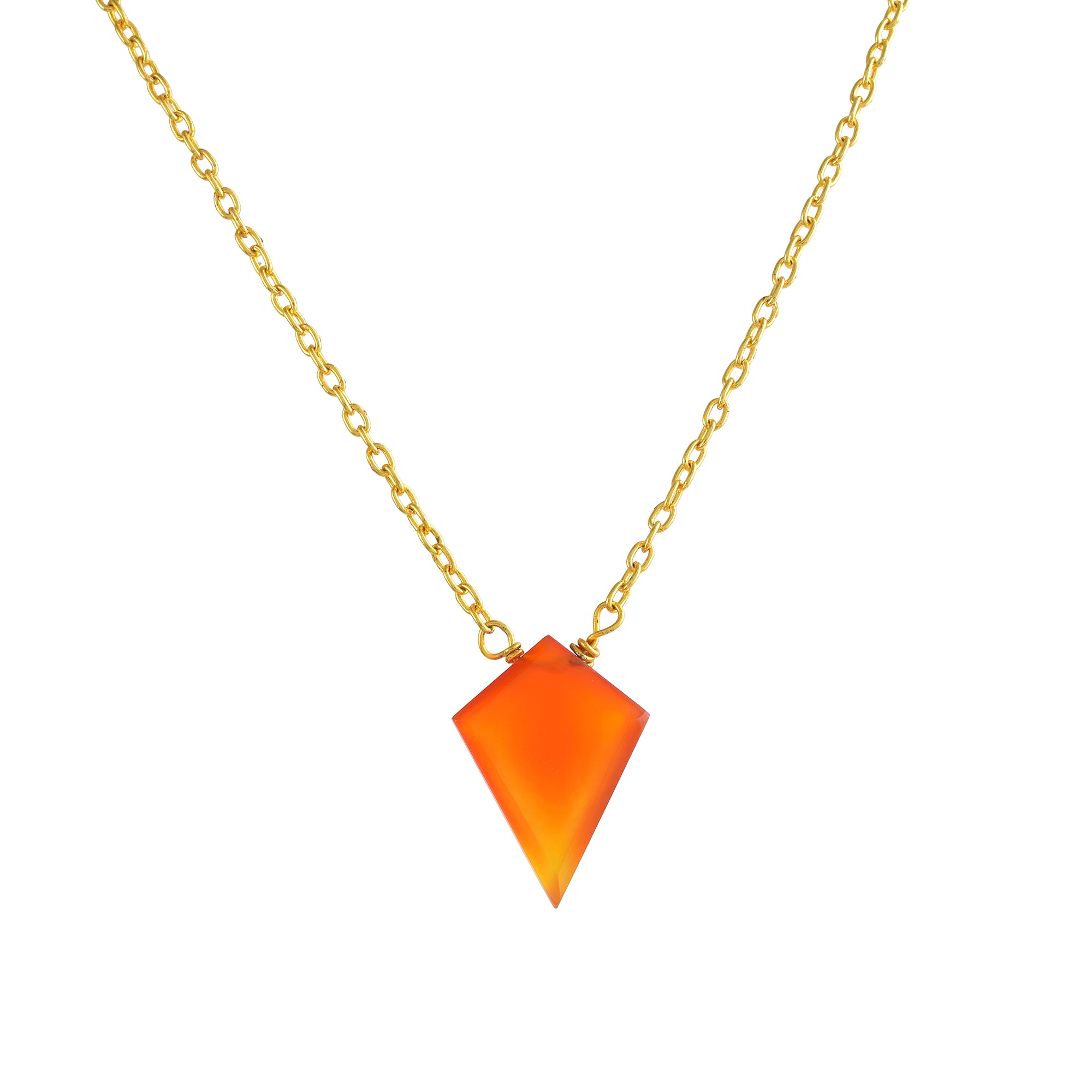 Natural Orange Carneline Chain Fine Gemstone Necklace 