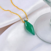 Natural Green Green Onyx Chain Fine Gemstone Necklace 