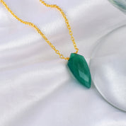 Natural Green Green Onyx Chain Fine Gemstone Necklace 