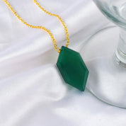 Natural Green Green Onyx Chain Fine Gemstone Necklace 