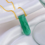 Natural Green Green Onyx Chain Fine Gemstone Necklace 