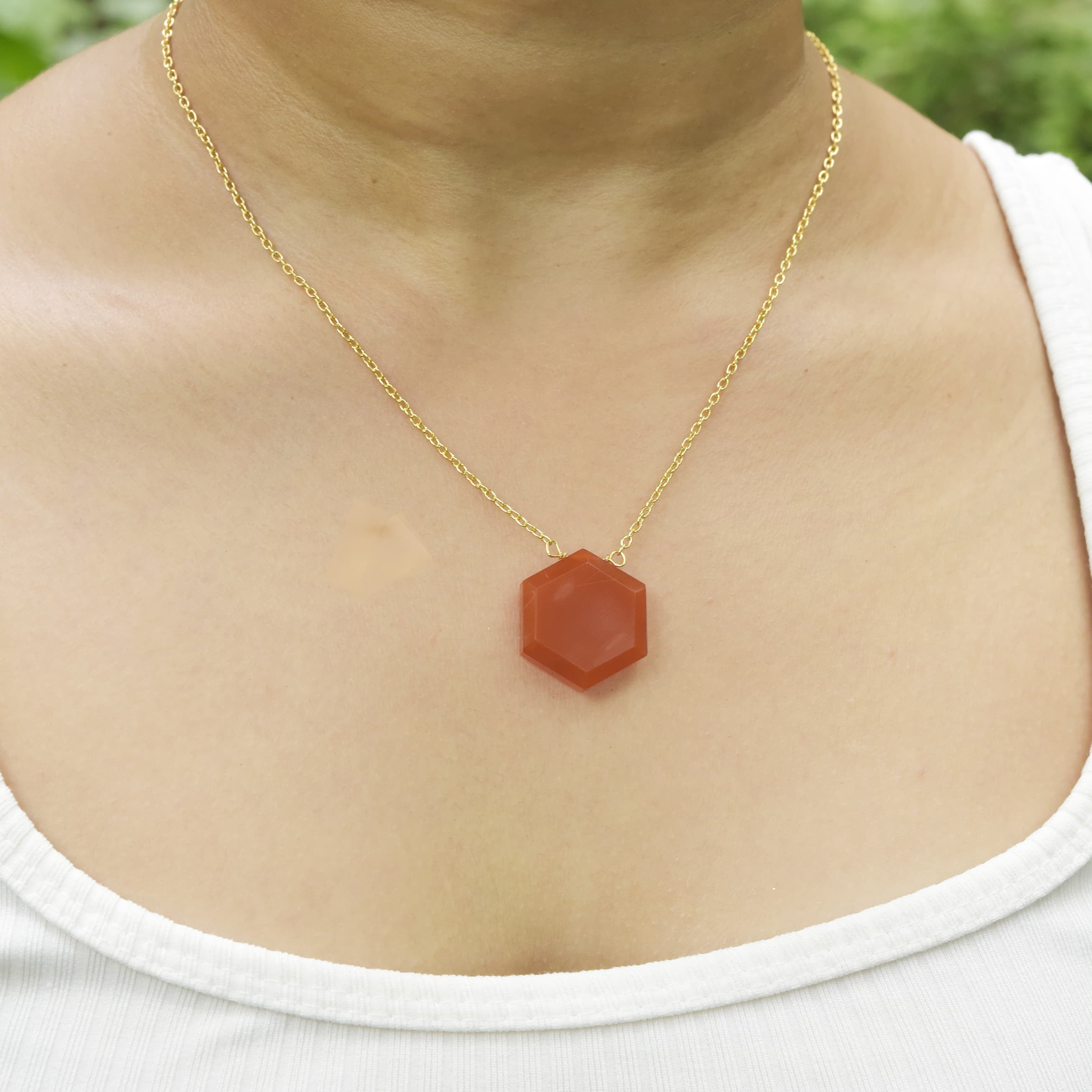 Natural Orange Carneline Chain Fine Gemstone Necklace 