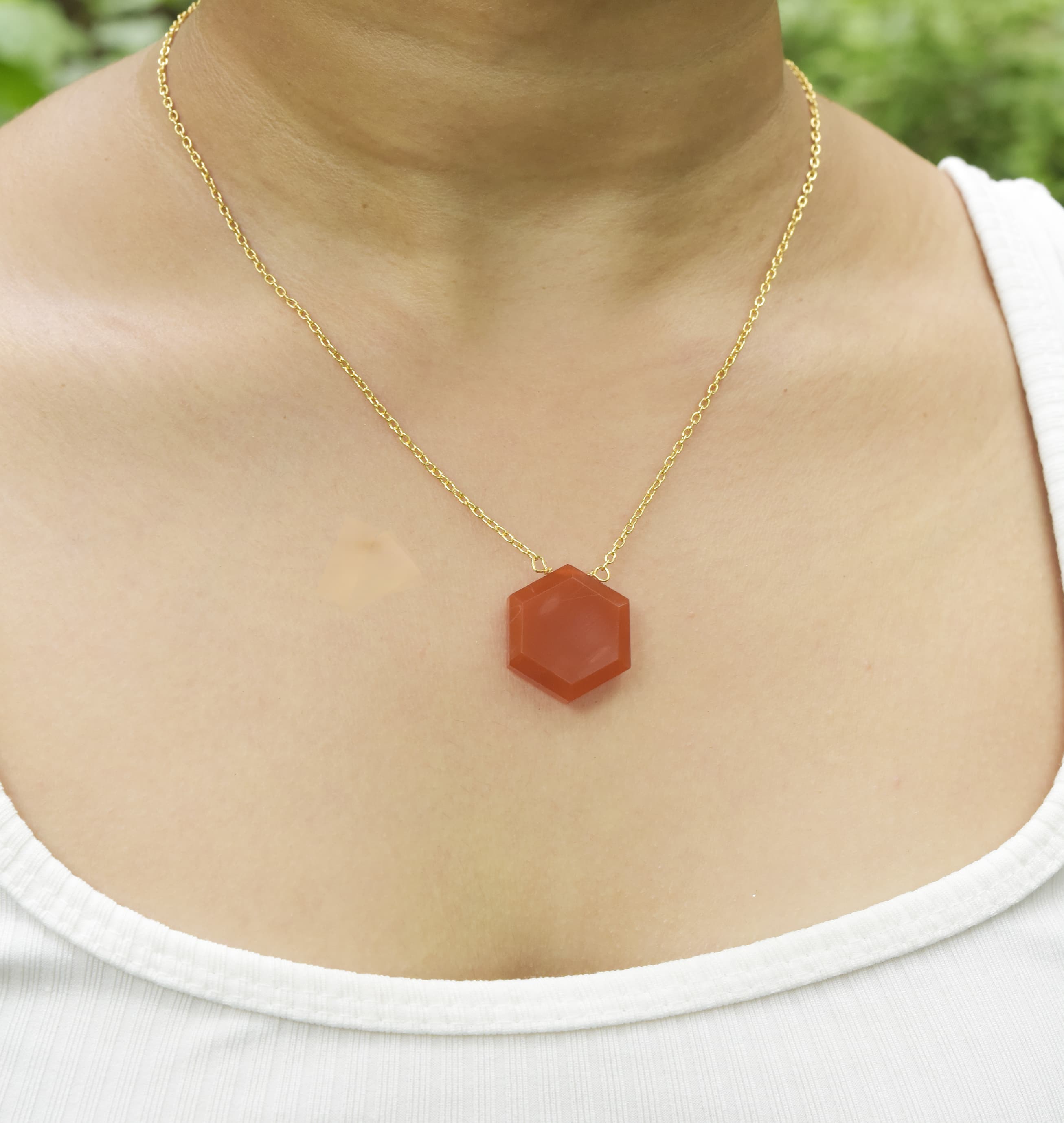 Natural Orange Carneline Chain Fine Gemstone Necklace 