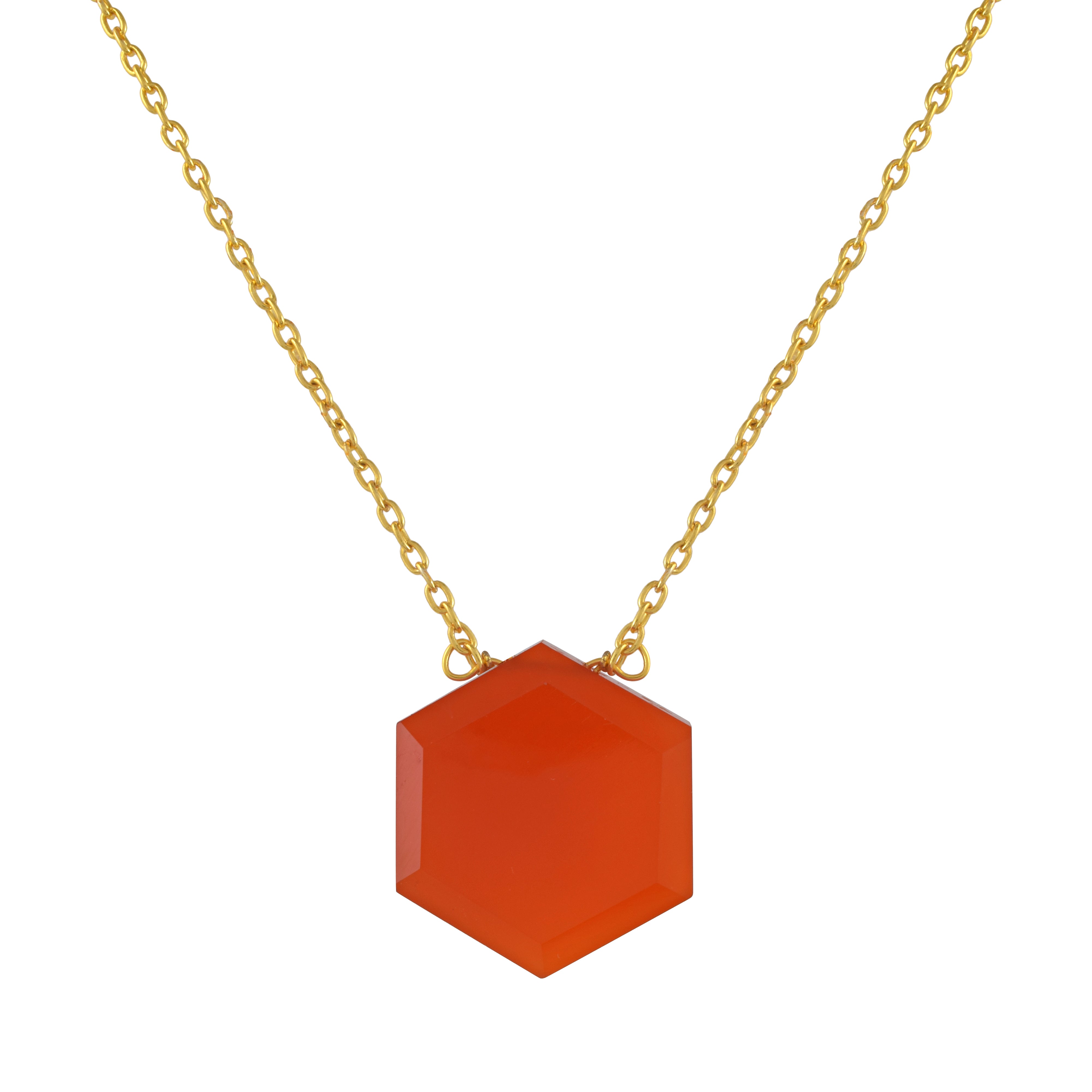 Natural Orange Carneline Chain Fine Gemstone Necklace 