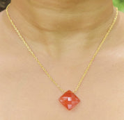 Natural Orange Carneline Chain Fine Gemstone Necklace 