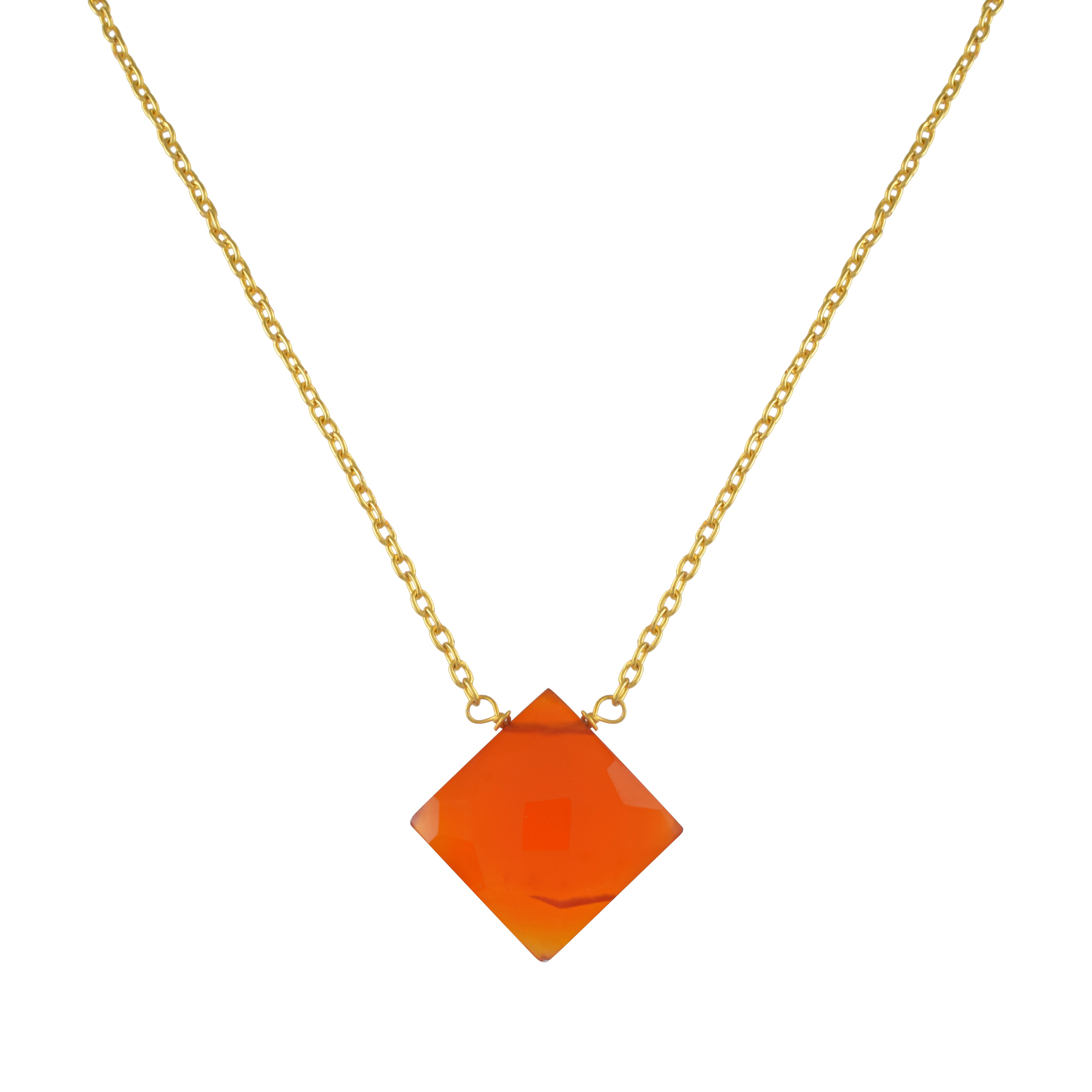 Natural Orange Carneline Chain Fine Gemstone Necklace 