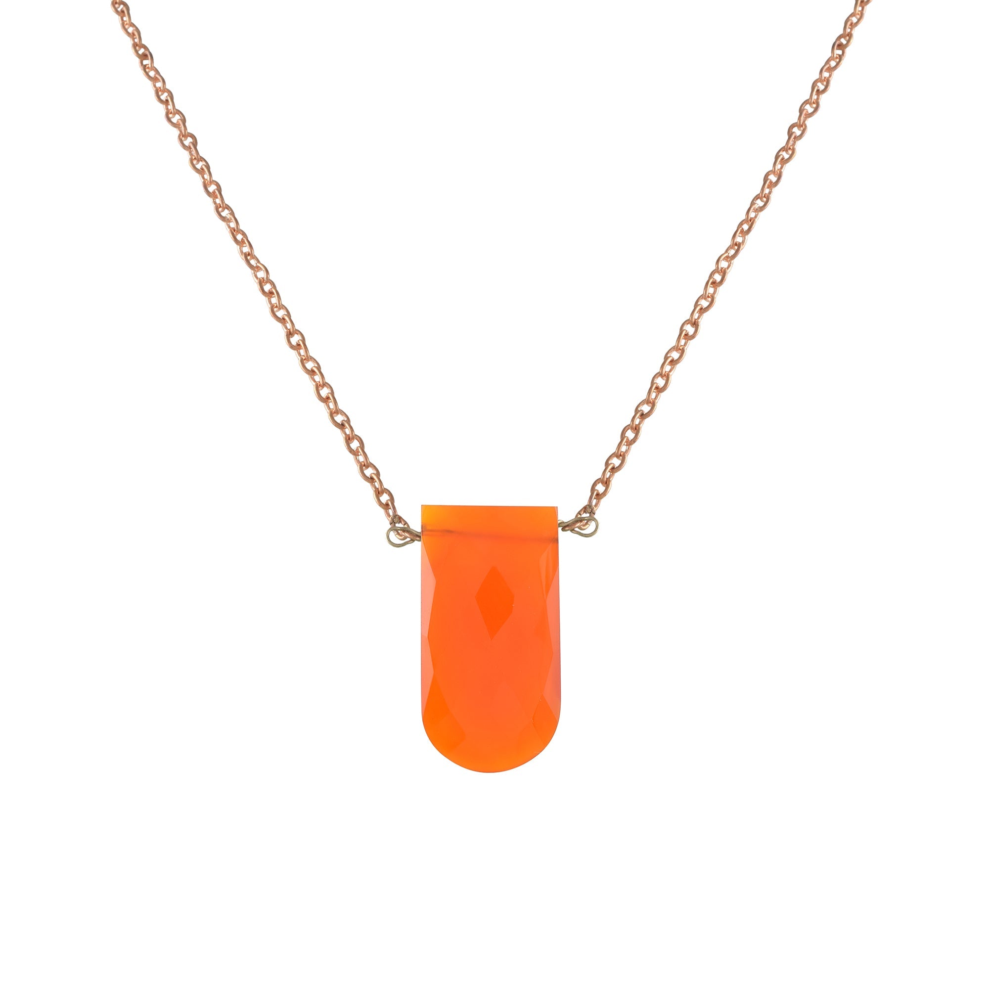 Natural Orange Carnelian Chain Fine Gemstone Necklace 