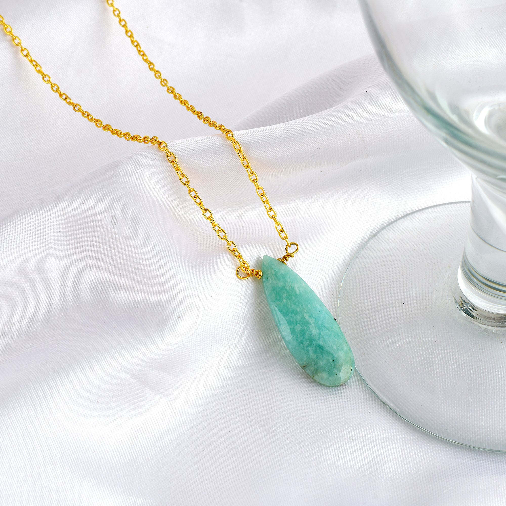 Natural Sea Green Amazonite Beaded Fine Gemstone Necklace 