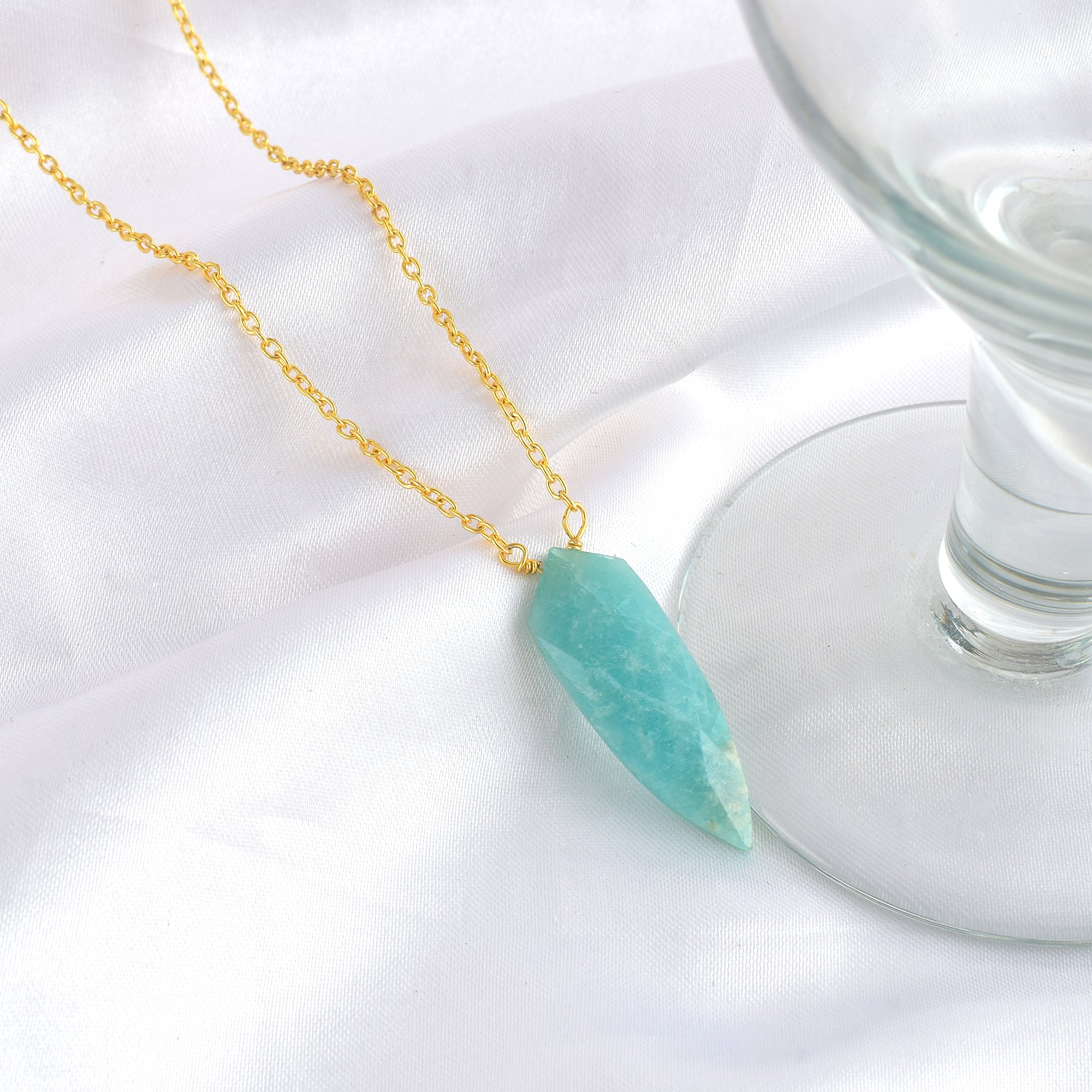 Natural Sea Green Amazonite Beaded Fine Gemstone Necklace 