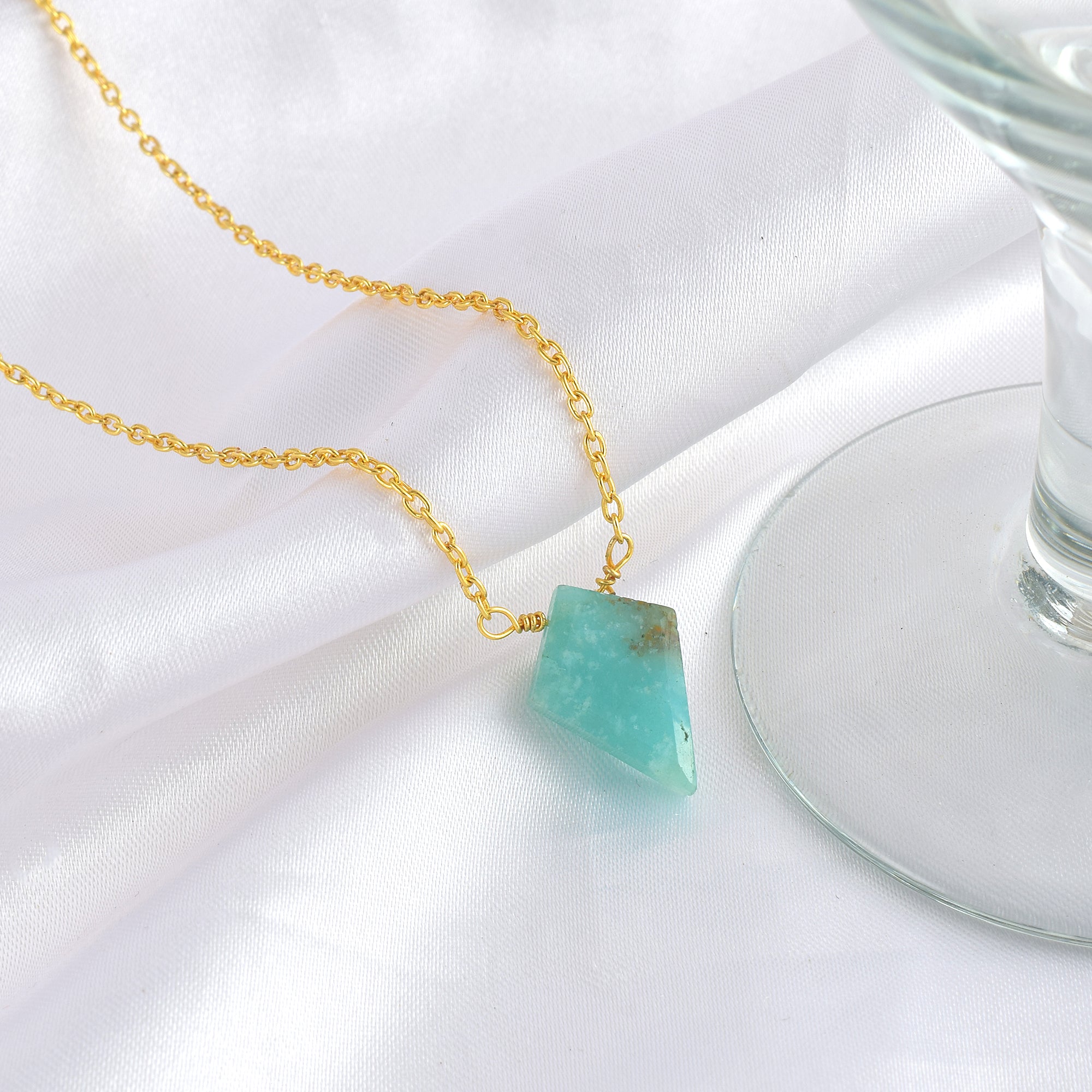 Natural Sea Green Amazonite Beaded Fine Gemstone Necklace 