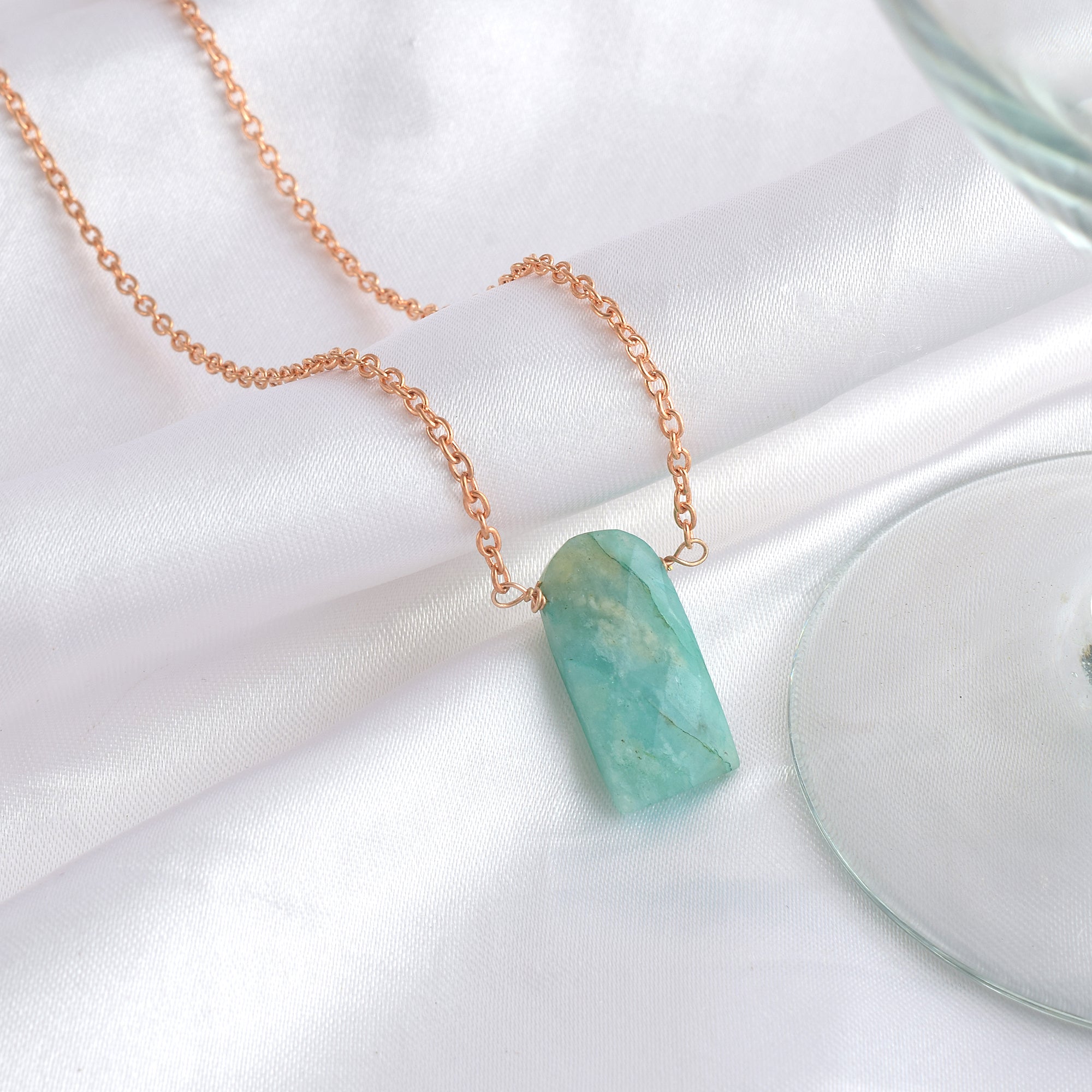 Natural Sea Green Amazonite Beaded Fine Gemstone Necklace 