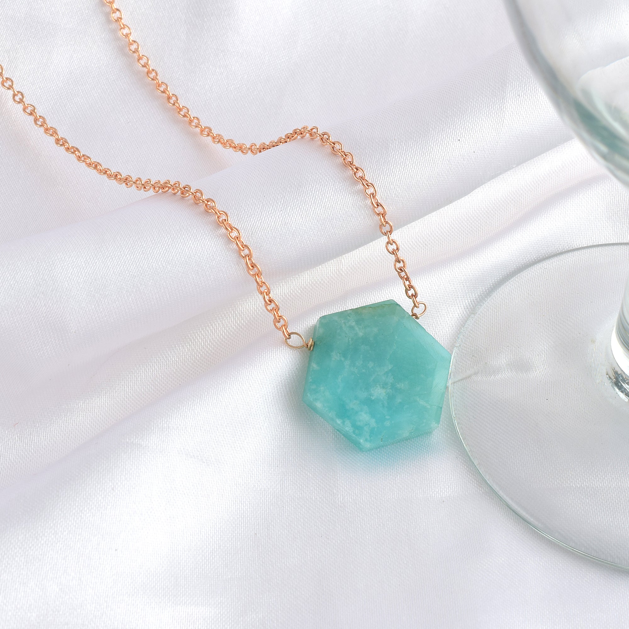 Natural Sea Green Amazonite Beaded Fine Gemstone Necklace 