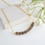 Natural Brown Smoky Quartz Beaded Fine Gemstone Necklace 