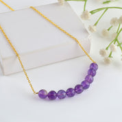 Natural Purple Amethyst Beaded Fine Gemstone Necklace 