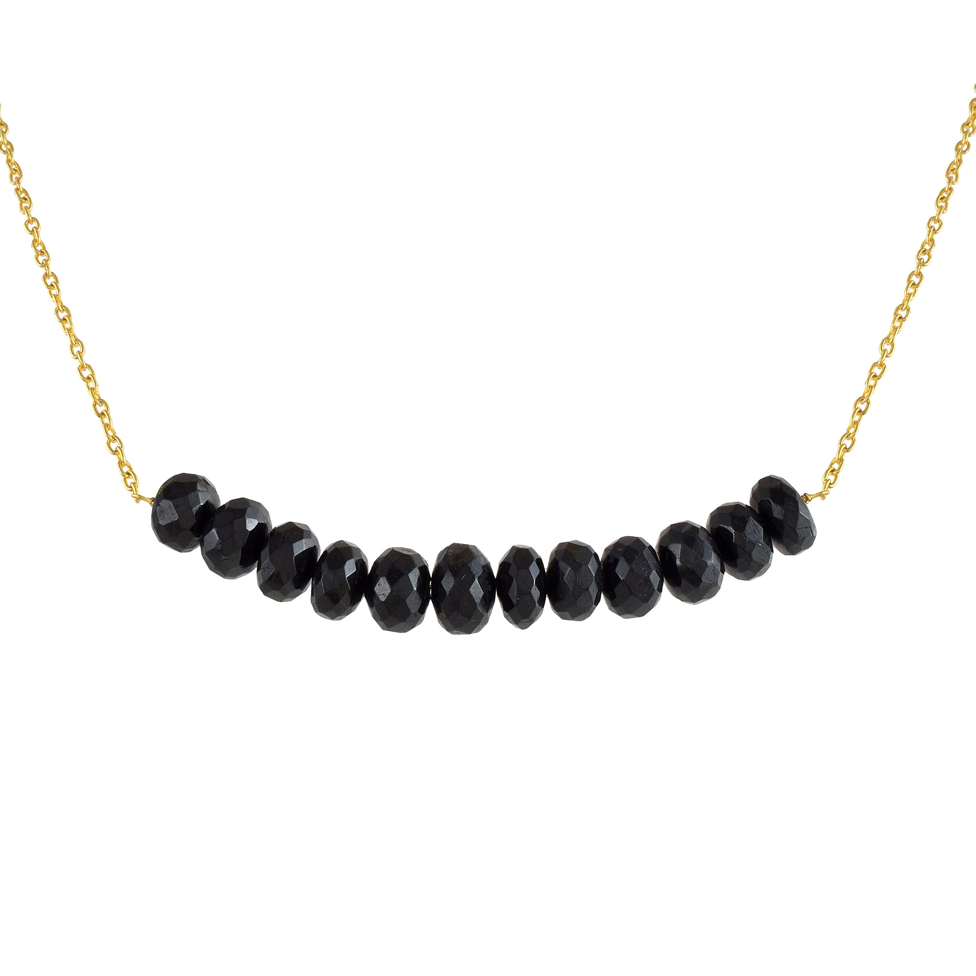 Natural Black Tourmaline Beaded Fine Gemstone Necklace 