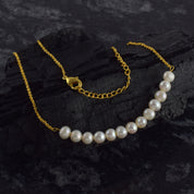 Natural White Pearl Beaded Fine Gemstone Necklace 