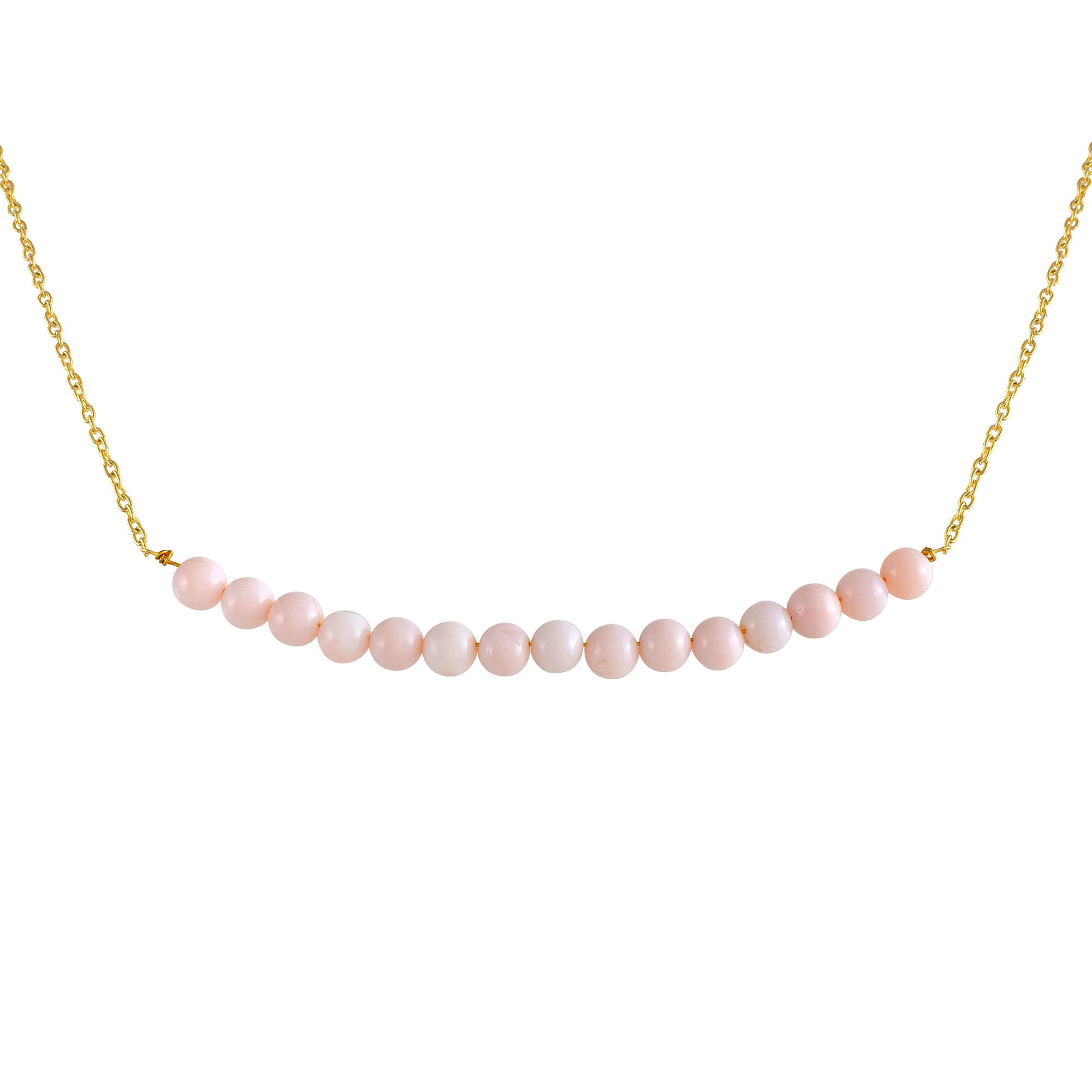 Natural Pink Pink opal Beaded Fine Gemstone Necklace 