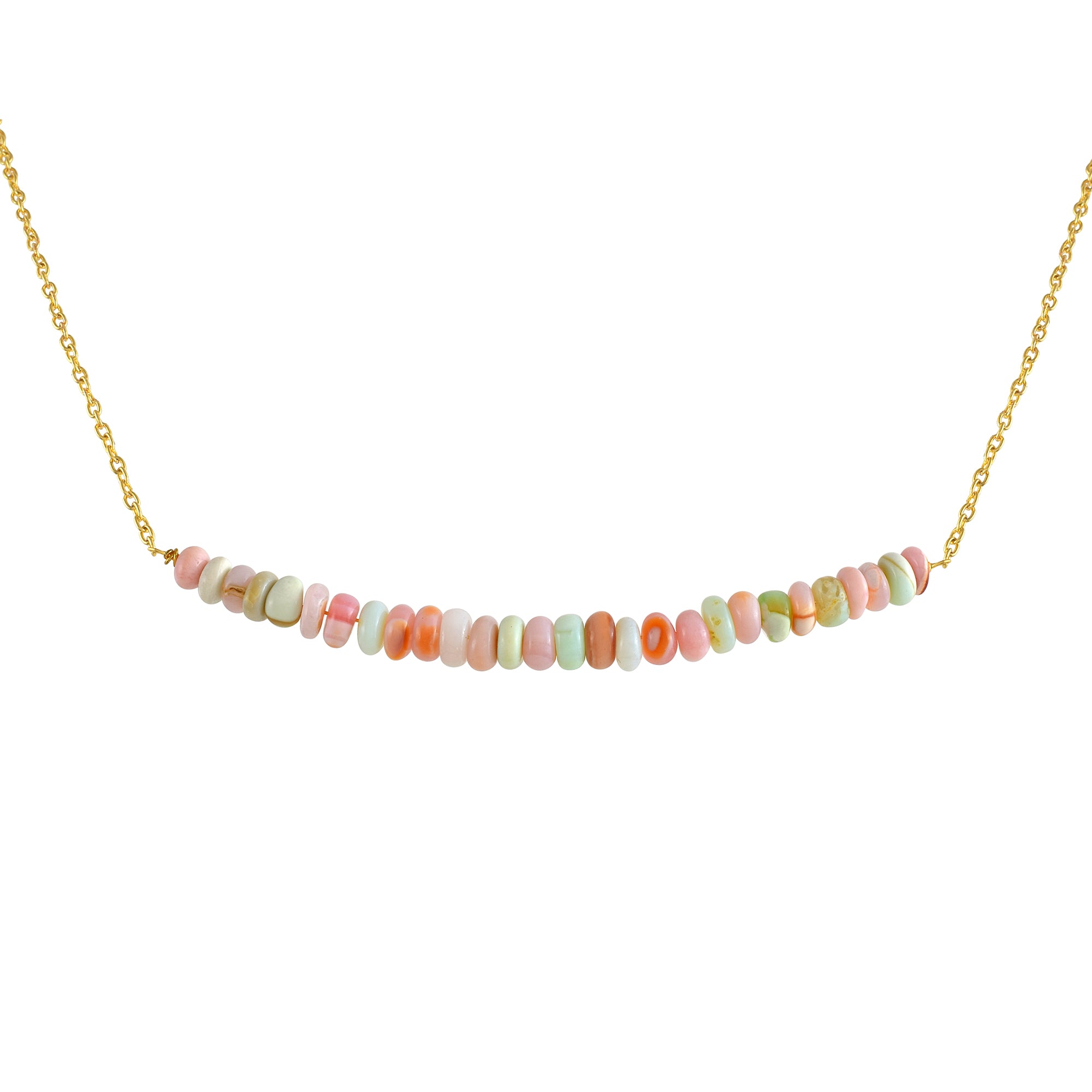 Natural Multicolor Opal Beaded Fine Gemstone Necklace 