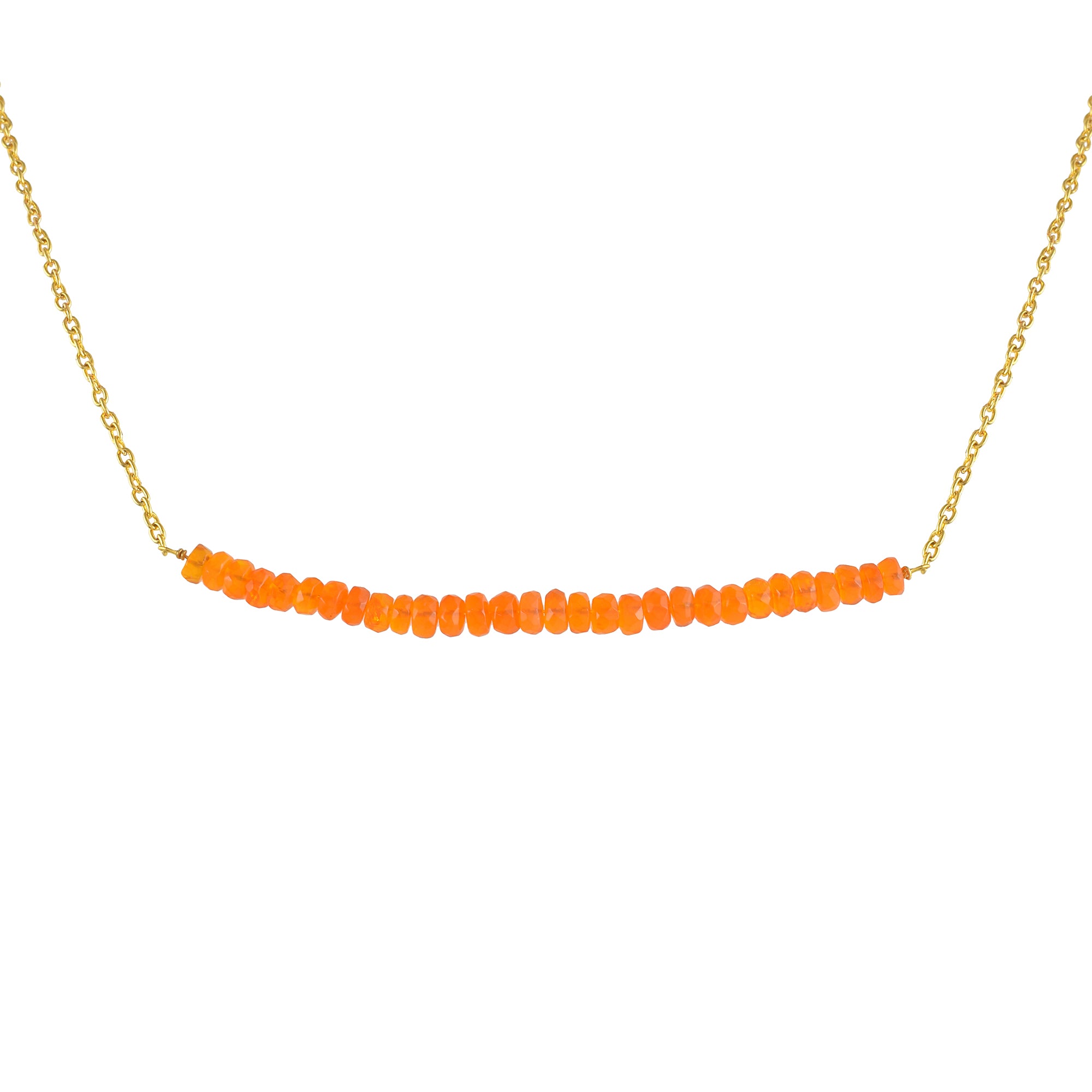 Natural Orange Fire Ethiopian opal Beaded Fine Gemstone Necklace 