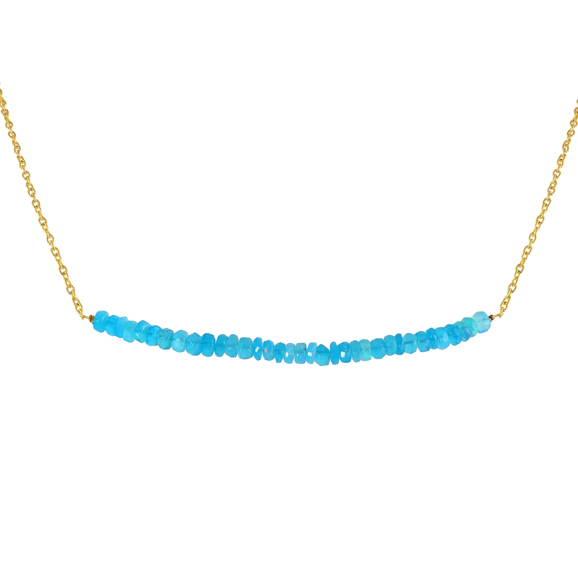 Natural Ceylon Blue Ethiopian Opal Beaded Fine Gemstone Necklace 