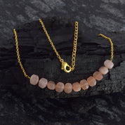 Natural Light Pink Peach Moonstone Beaded Fine Gemstone Necklace 