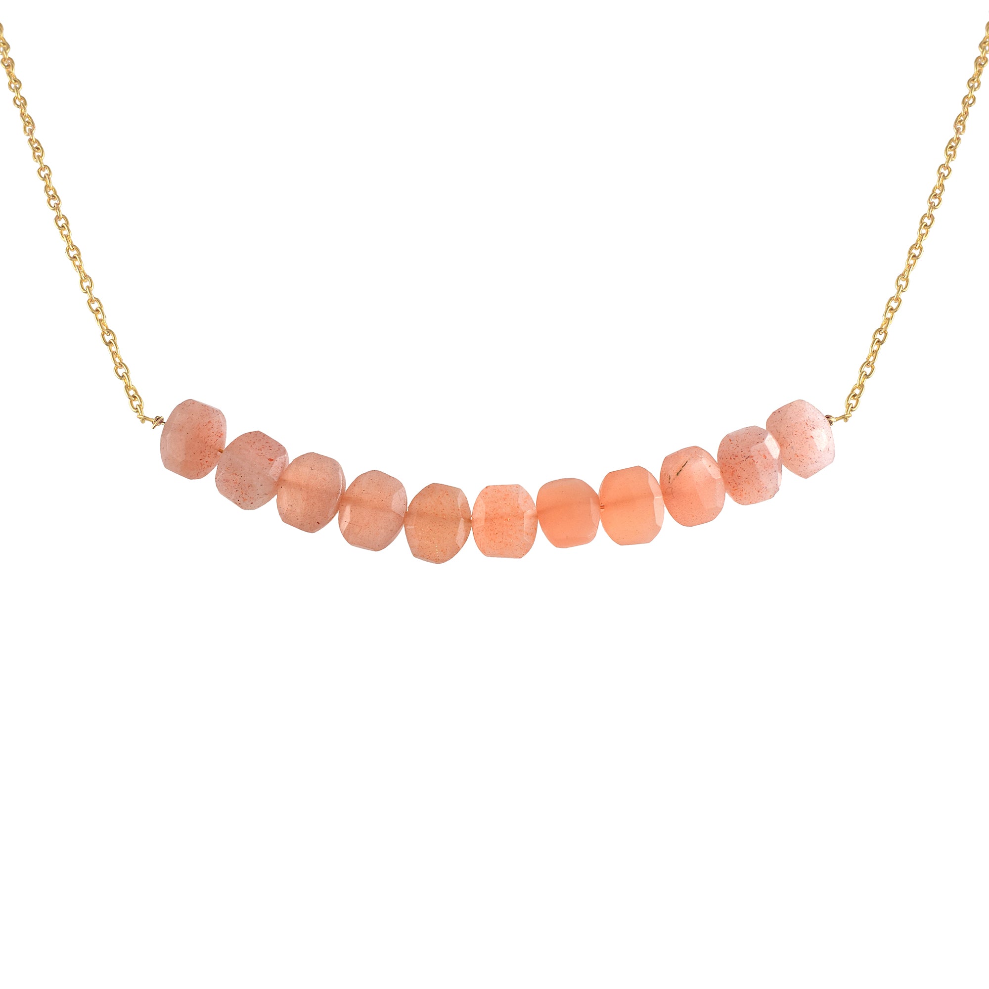 Natural Light Pink Peach Moonstone Beaded Fine Gemstone Necklace 