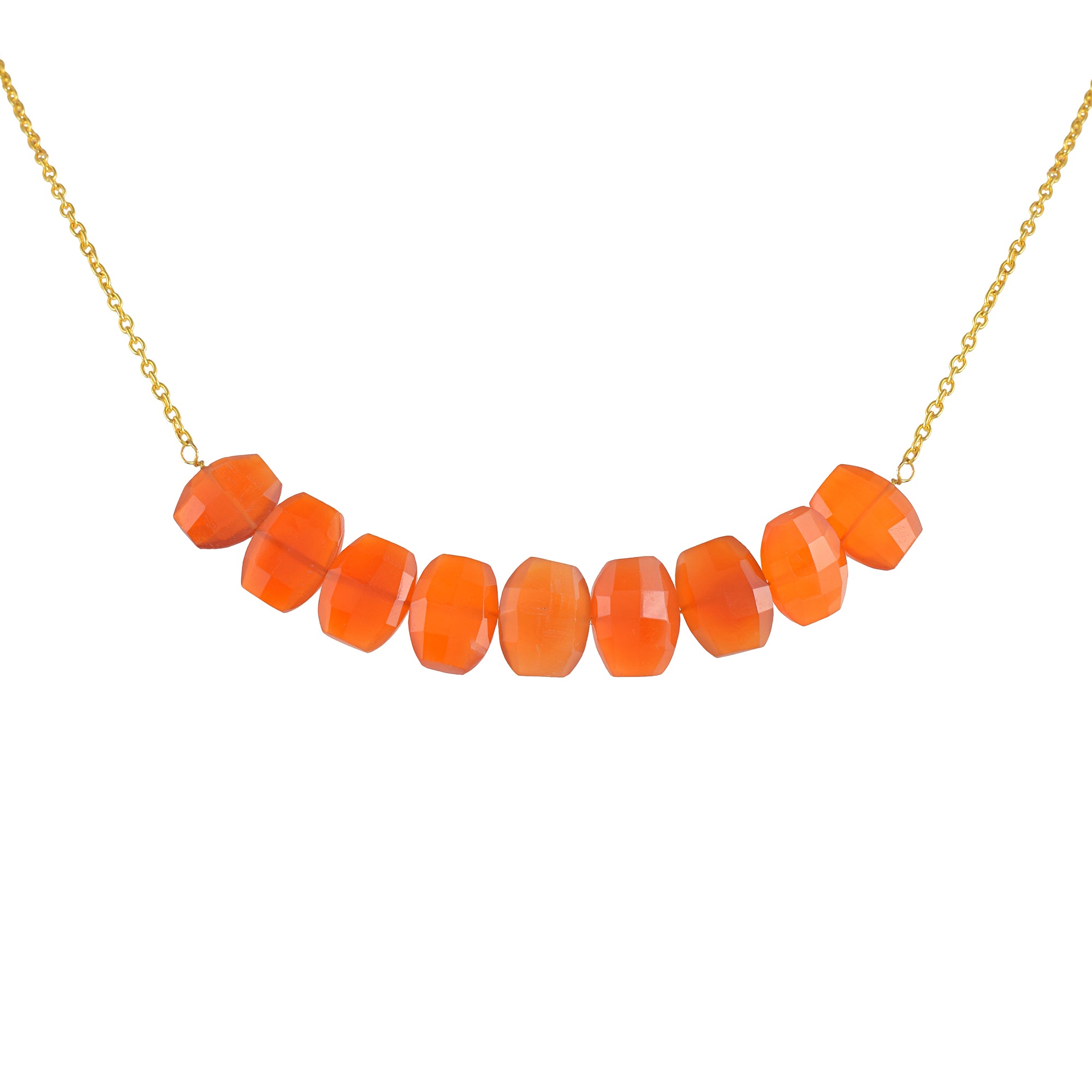 Natural Orange Carnelian Beaded Fine Gemstone Necklace 