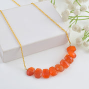 Natural Orange Carnelian Beaded Fine Gemstone Necklace 