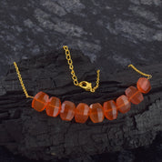 Natural Orange Carnelian Beaded Fine Gemstone Necklace 