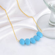 Natural Teal Blue Turquoise Beaded Fine Gemstone Necklace 