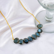 Natural Gray Labradorite Beaded Fine Gemstone Necklace 