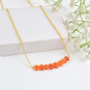 Natural Orange Red Onyx Beaded Fine Gemstone Necklace 