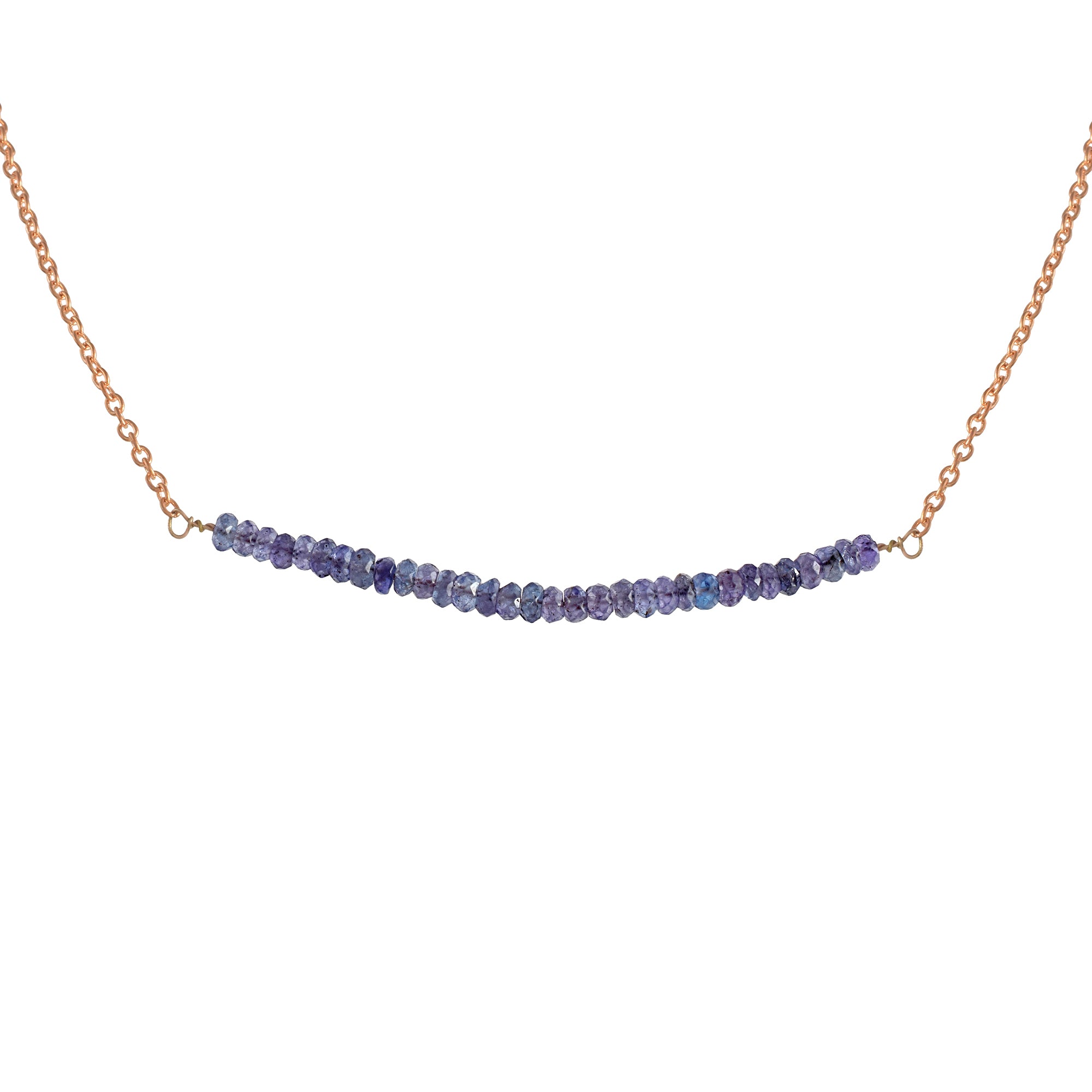 Natural Blue Tanzanite Beaded Fine Gemstone Necklace 