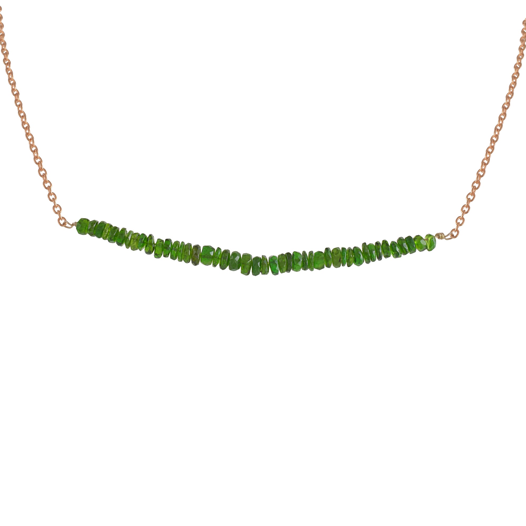 Natural Green Diopside Beaded Fine Gemstone Necklace 