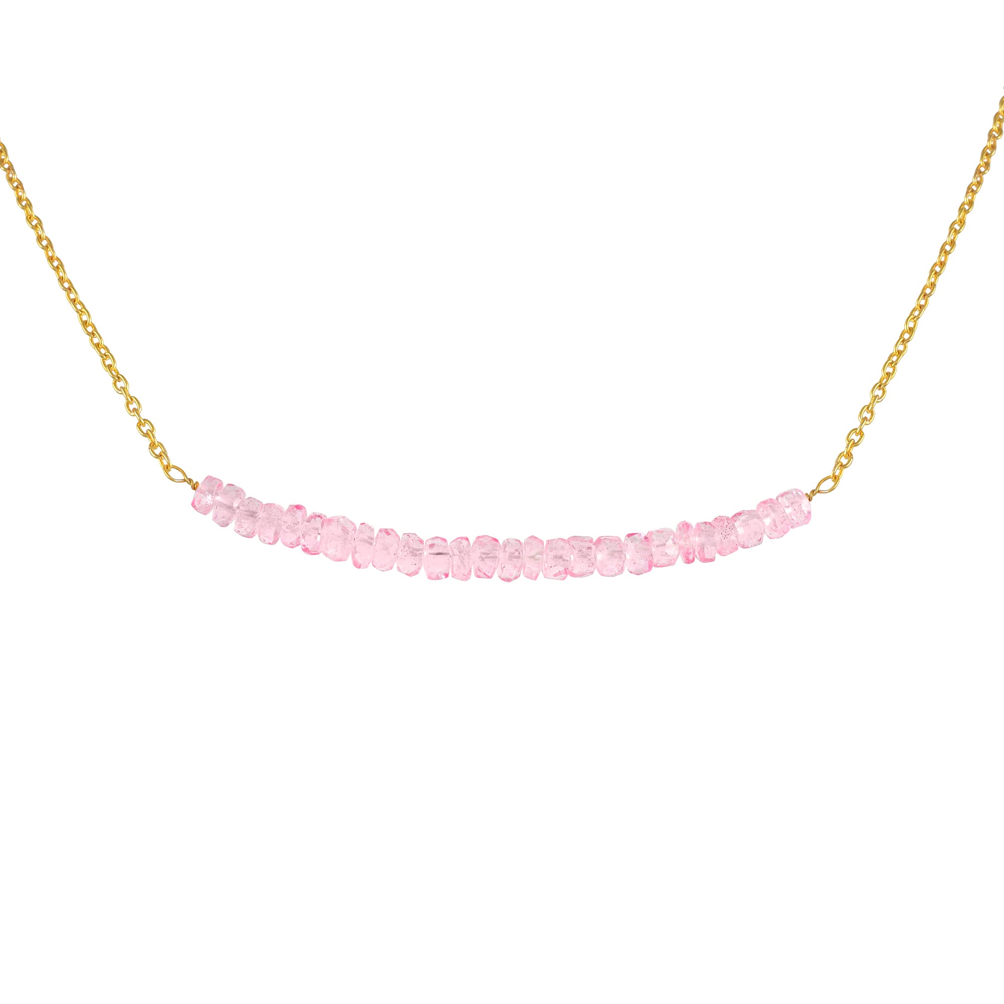 Natural Light Pink Morganite Beaded Fine Gemstone Necklace 