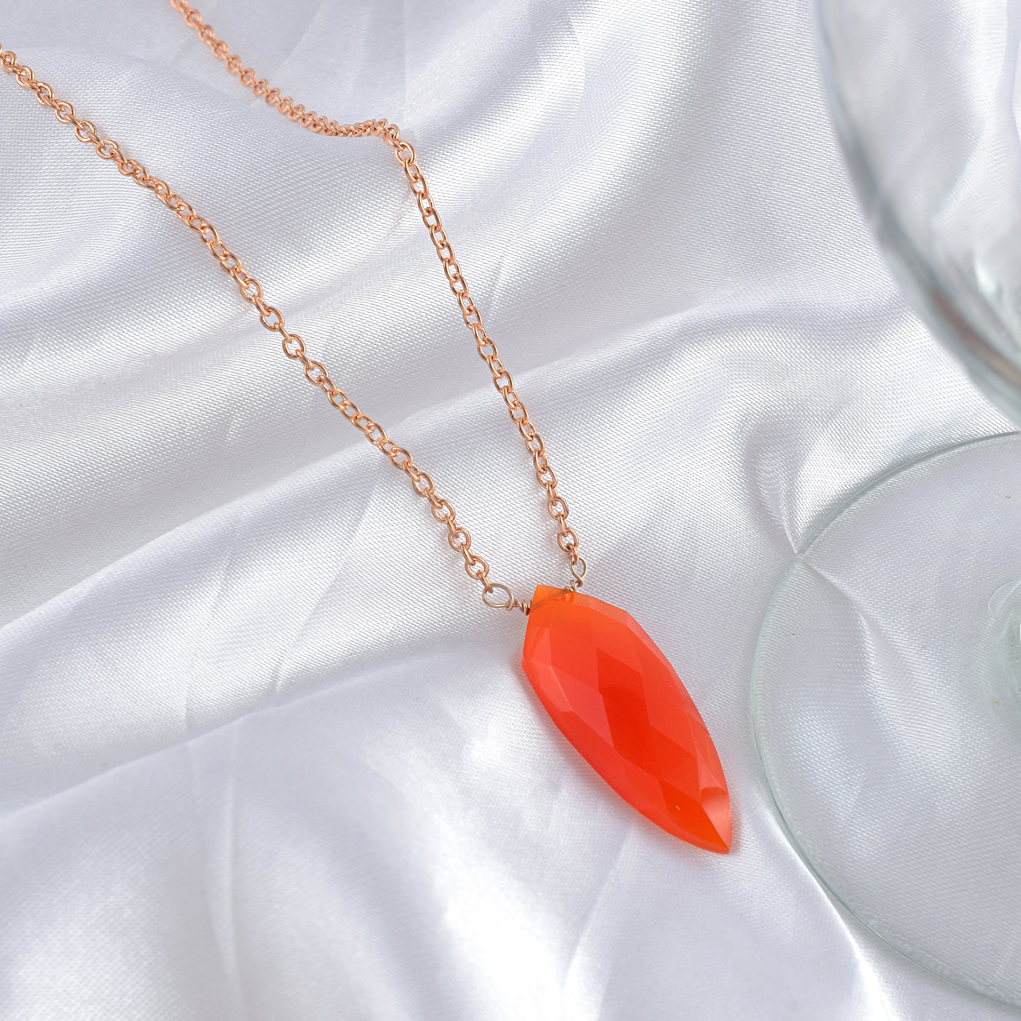 Natural Orange Carnelian Beaded Fine Gemstone Necklace 